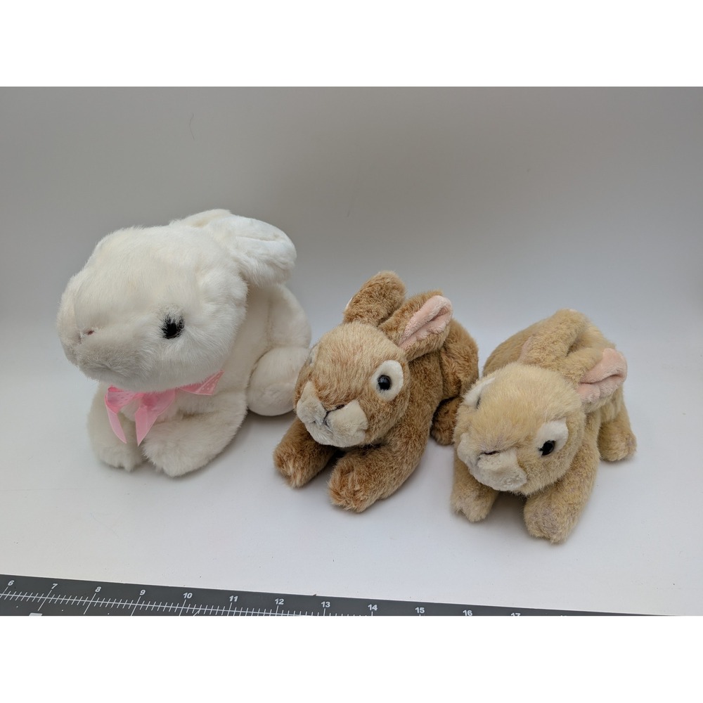 Walmart Plush Bunny Rabbit White Tan Brown Lot of 3 Easter Stuffed Animals‎